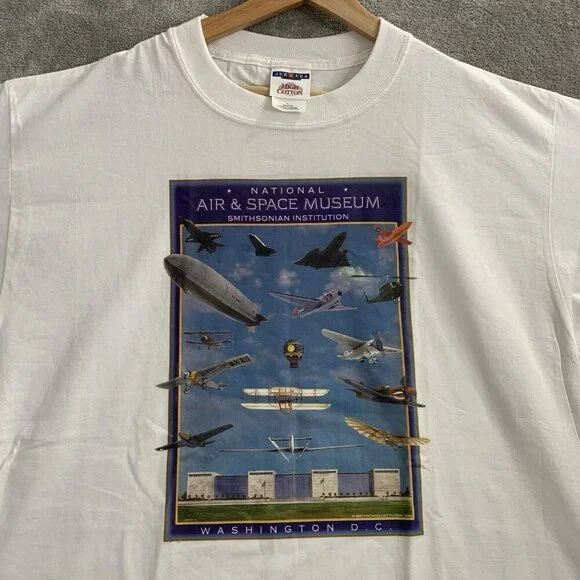 Vintage Jerzees Shirt Mens Large Air & Space Museum Tee White Smithsonian 1998 - Picture 4 of 7